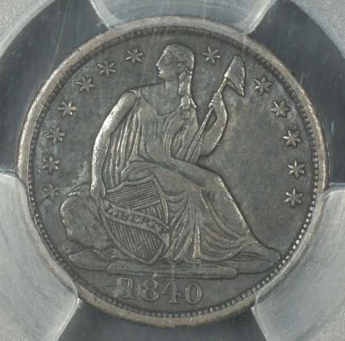 1840 PCGS XF SEATED LIBERTY HALF DIME NO DRAPERY DEEP GREY COLOR