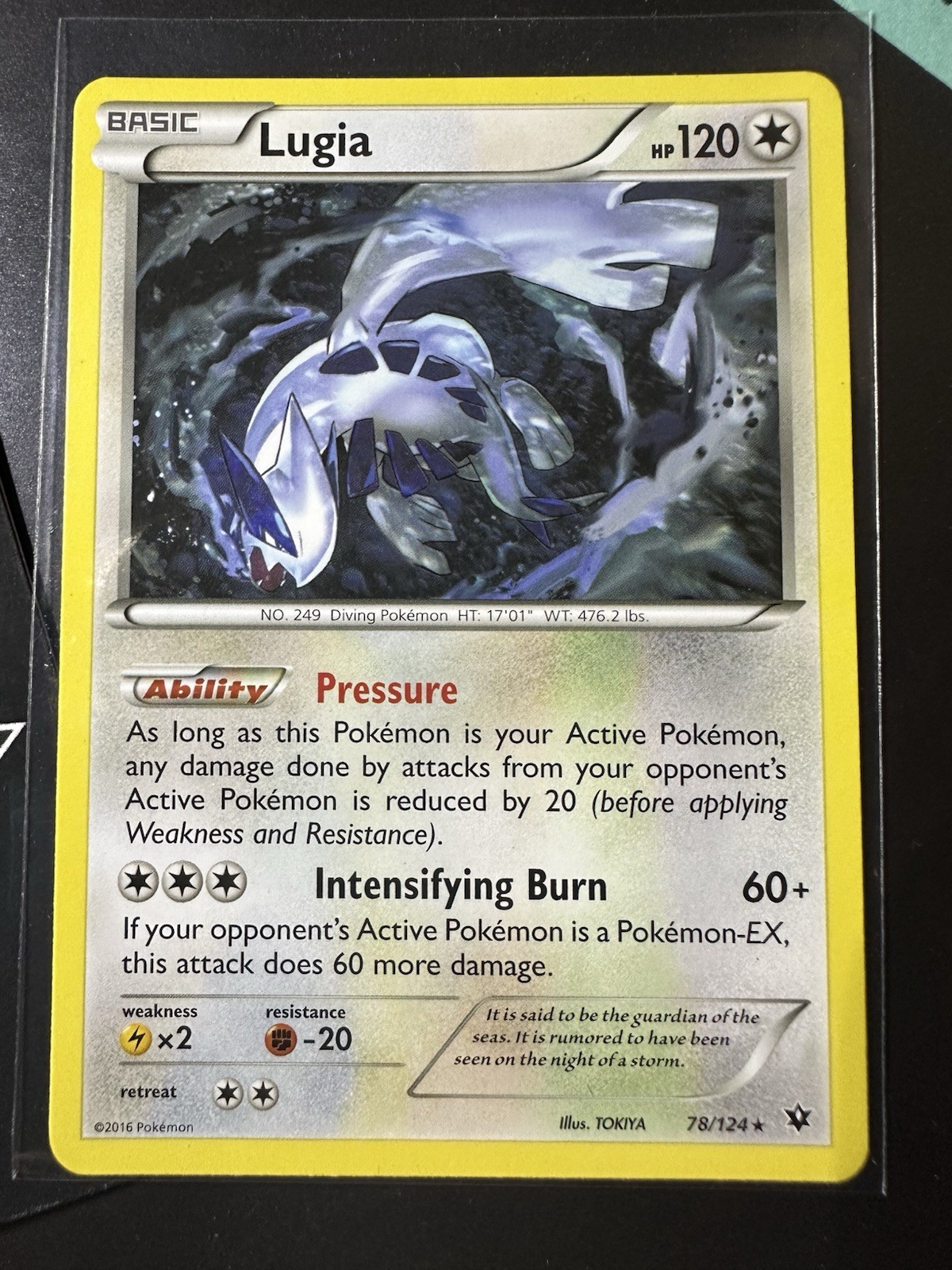 Lugia 78/124, XY Fates Collide, Non Holo, Rare, Pokemon TCG, 2016, NM
