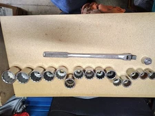 Napa 3/4" Drive Socket Set With Breaker Bar USA Made 1-1/8-2-1/8"