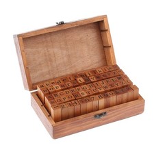 70 Pcs Wooden Rubber Stamps Number and Alphabet Letter Wood Rubber Stamps Set...