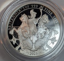 🇬🇧 2023 Britannia Fine Silver Proof Coin 1 oz, Box & COA, 3450 Mintage *RARE*
