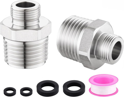 2 Pack 1/2'' NPT To 3/8'' Compression Faucet Adapter Stainless Steel RV Plumbing