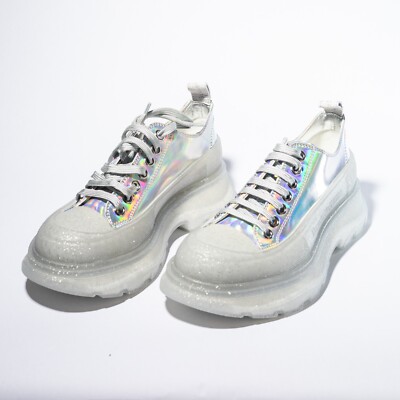 Alexander Mcqueen Silver Glitter Sneakers Alexander McQueen Tread
