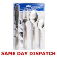 16 Piece Kitchen Cutlery Set Stainless Steel Fork Spoon Knives Tea spoons UK
