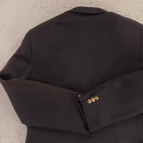 VTG Hopsack Jacket M Blue 100% Wool Blazer Patch Pockets Crested Buttons 40L - Picture 16 of 16