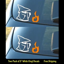 Black Mage with Fire - Final Fantasy White Vinyl Decals Car Window Laptop Tablet