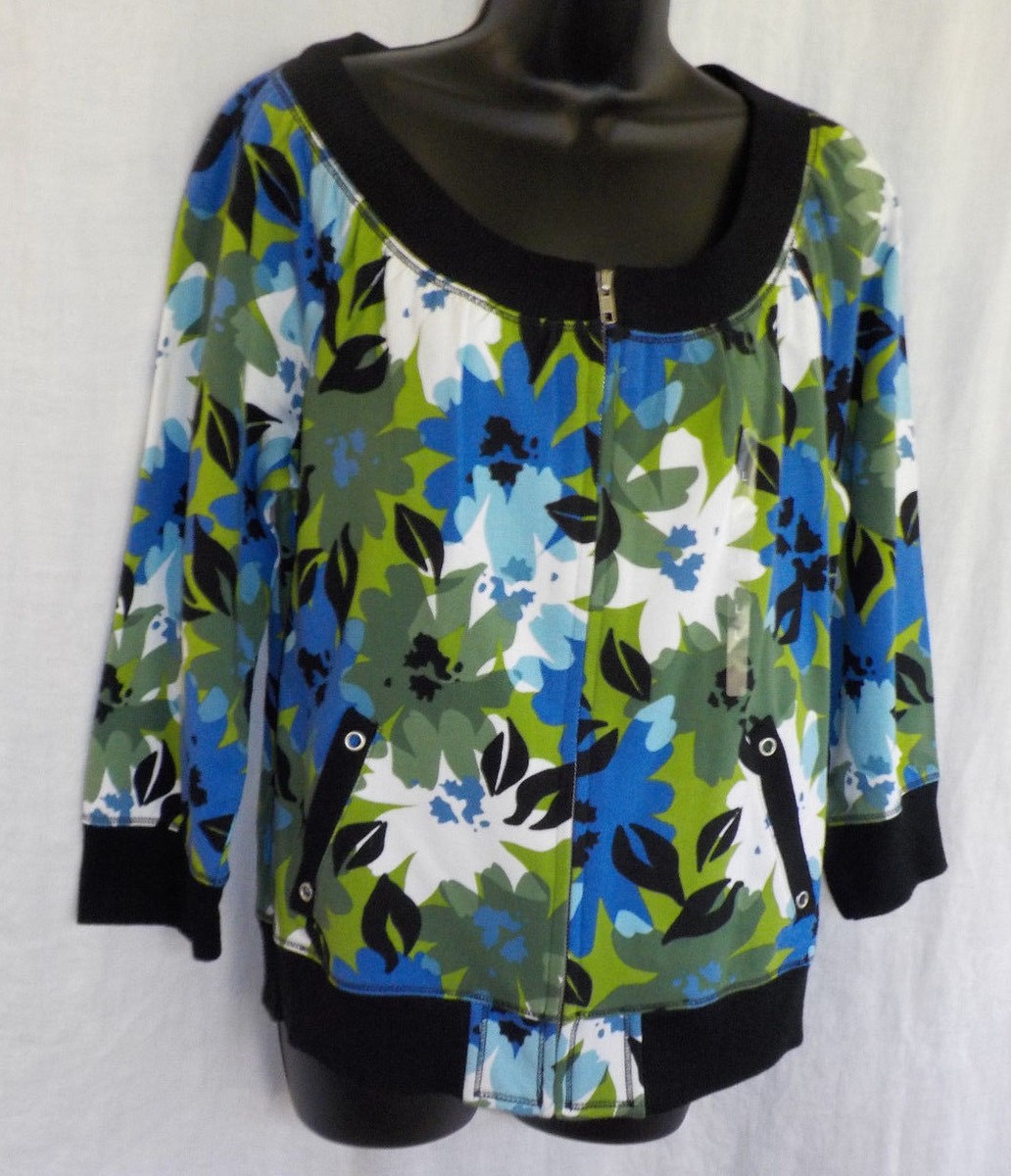 Vintage Jones New York Jacket Size L NWT Floral Cotton Blend