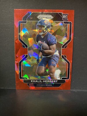 2021 Khalil Herbert Prizm Red Ice #425 Rookie Card, Chicago Bears ￼