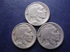 1921 F, 1923 F & 1923-S VG-F BUFFALO NICKELS.