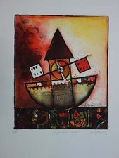 Alain LOISELET : Moulin à vent, gravure originale signée