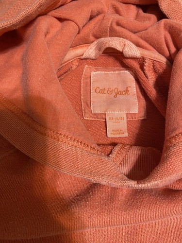 Cat & Jack Coral Hooded Sweatshirt 4/5 XS Boys Girls Unisex Short Sleeve Tunic - Picture 4 of 4