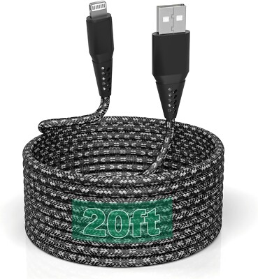 iPhone Charger Cord 20FT/6M [Apple MFi Certified] Lightning Cable Extra Long ...