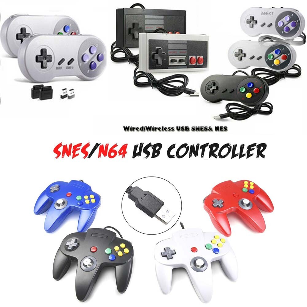 Wired Wireless Gamepad USB PC SNES N64 Game Controller for PC Mac Raspberry  Pi