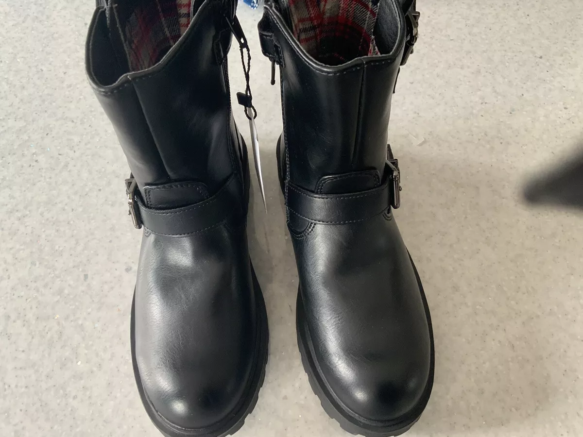 Tommy Hilfiger Kids Biker Boots Uk 1 Girls Bnwt 119 Black Side Zip