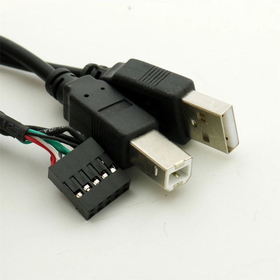 50cm USB 2.0 A + B Male to Dupont 10 Pin Female Header Motherboard Adapter Cable - Image 3 of 4