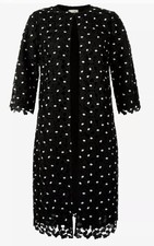 Hobbs Lulu Guipure Lace Over Coat, Black White Size 10 Dressy Rrp £229 Bnwt