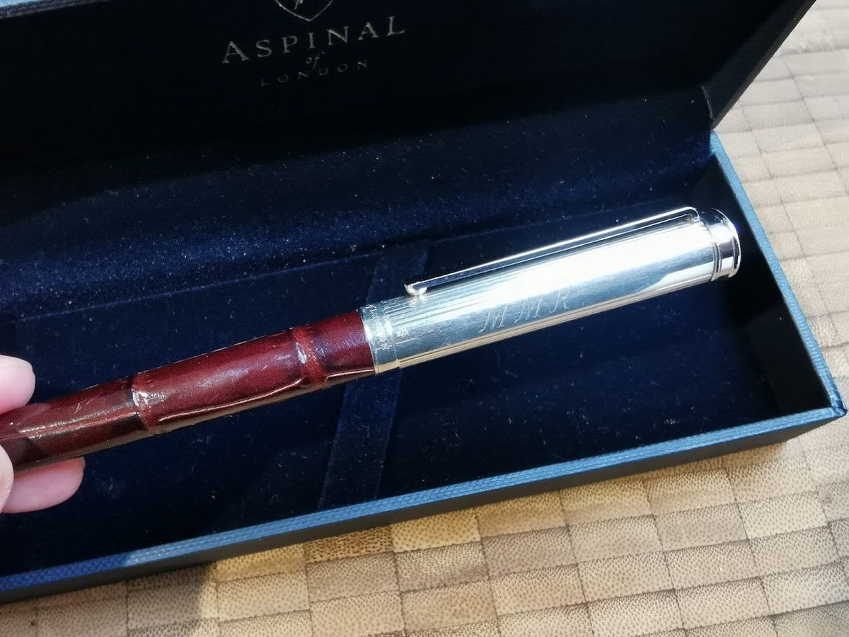 Aspinal Of London Amazon Brown Croc Rollerball Pen with Engraving MMR RRP  £175