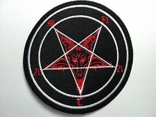 BAPHOMET SATAN RED AND WHITE EMBROIDERED PATCH