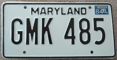 1984 Maryland License Plate GMK 485