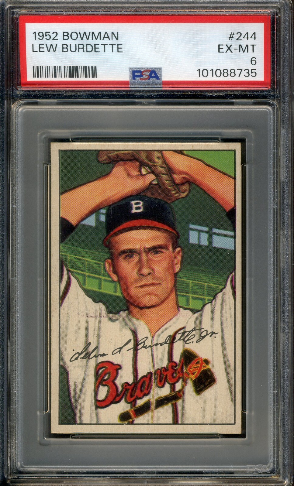 1952 Bowman #244 Lew Burdette PSA 6 EX-MT *Milwaukee Braves*