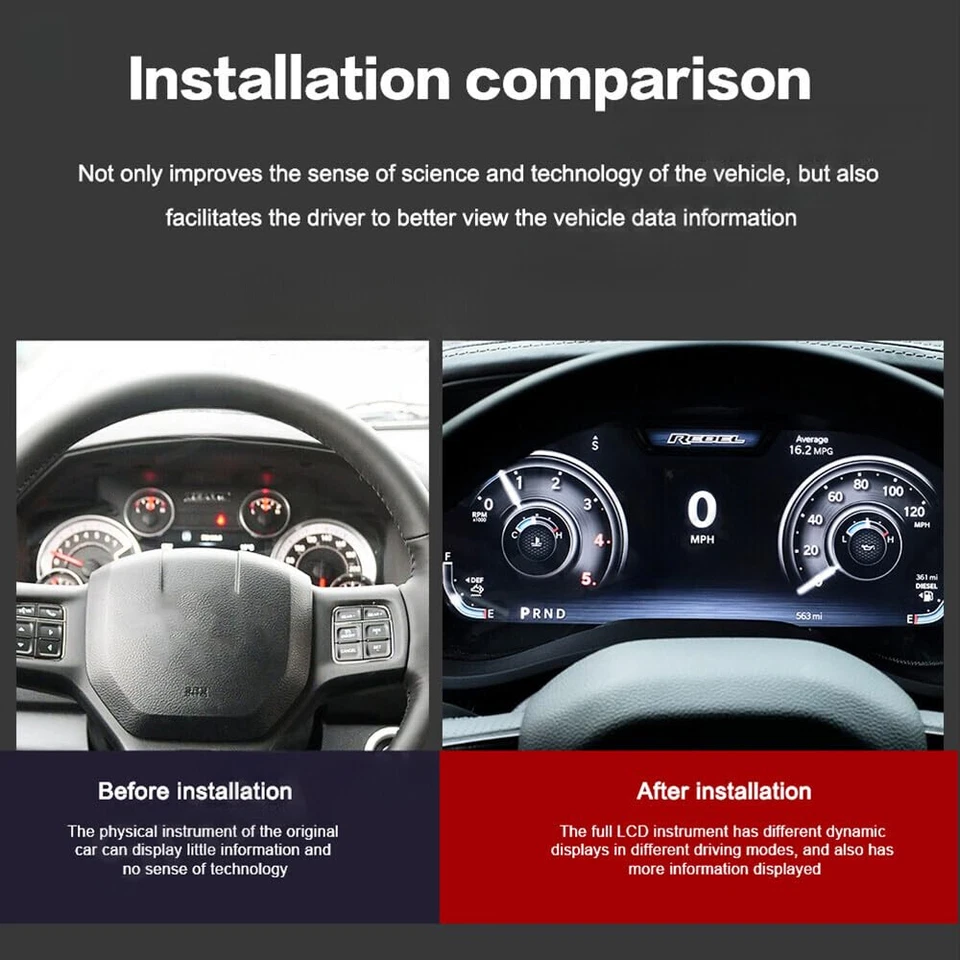 Painel LCD de carro medidor de painel digital cluster para Dodge Ram 1500 2500 3500 2013+ - Imagem 3 de 4