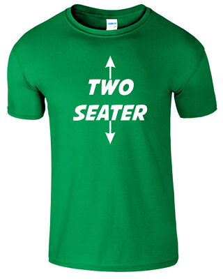 Two-Seater Funny T-Shirt - Black, 100% Cotton Novelty Graphic Tee
