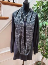 Style&Co. Women's Black Cotton/Rayon Long Sleeve With Shawl & Sweater Size 1X