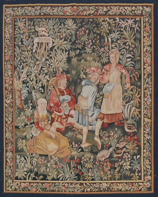 Tapestries Pictorial Oriental French Area Rug Vegetable Dye Hand-Woven Wool 5x7