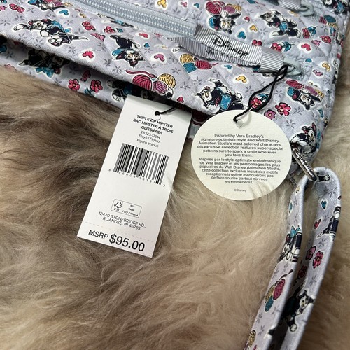 NWT Vera Bradley Disney Triple Zip Hipster Crossbody - Playful Figaro Print - Picture 3 of 5