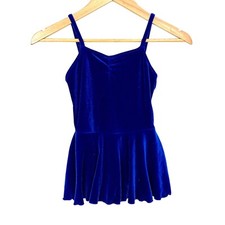 Girls Royal Blue Stretch Velvet Skate Dance Dress Size 8/10 By Stone Wear New