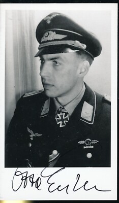 Otto Engel signed photo. KG-53 ''Kondor Legion''. HE-111 pilot. KC Winner.