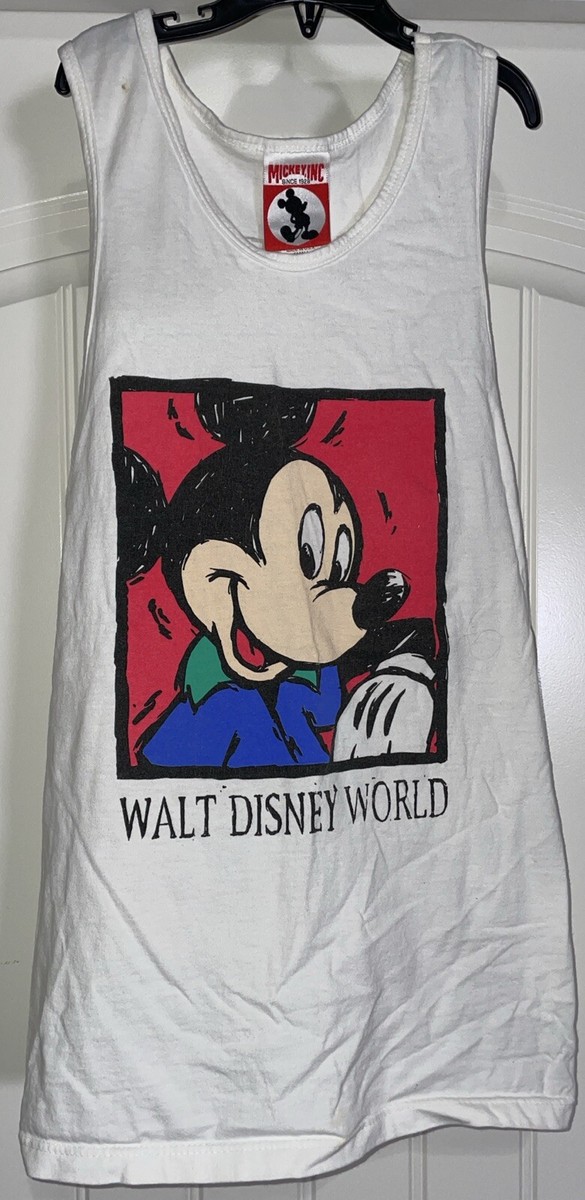 Disney Mickey, INC Mickey Mouse Vintage 90s White Tank Top Womens
