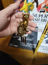 24k Gold plated Cat Ornament wind chime Crystal Temptations Swarovski VTG Decor