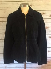 Xoxo Leather & Suede Women Black Suede Zip Down Leather Jacket Coat Size Medium