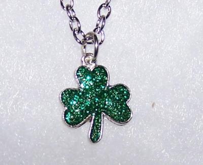 SHAMROCK CLOVER PATRICK IRISH GREEN female pendant 925 SILVER 18'' necklace 