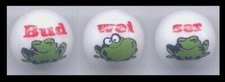 A Set of 3 The Budweiser Frogs Glass Marbles