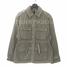 NWT H M Loose-Fit Cotton Twill Cargo Style Utility Jacket Khaki Green Sz XS, M