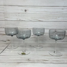 Set Of 4 SALZBURGER CRISTALLGLAS Cocktail Smoky Blue Tint MCM 5-1/2” Lovely