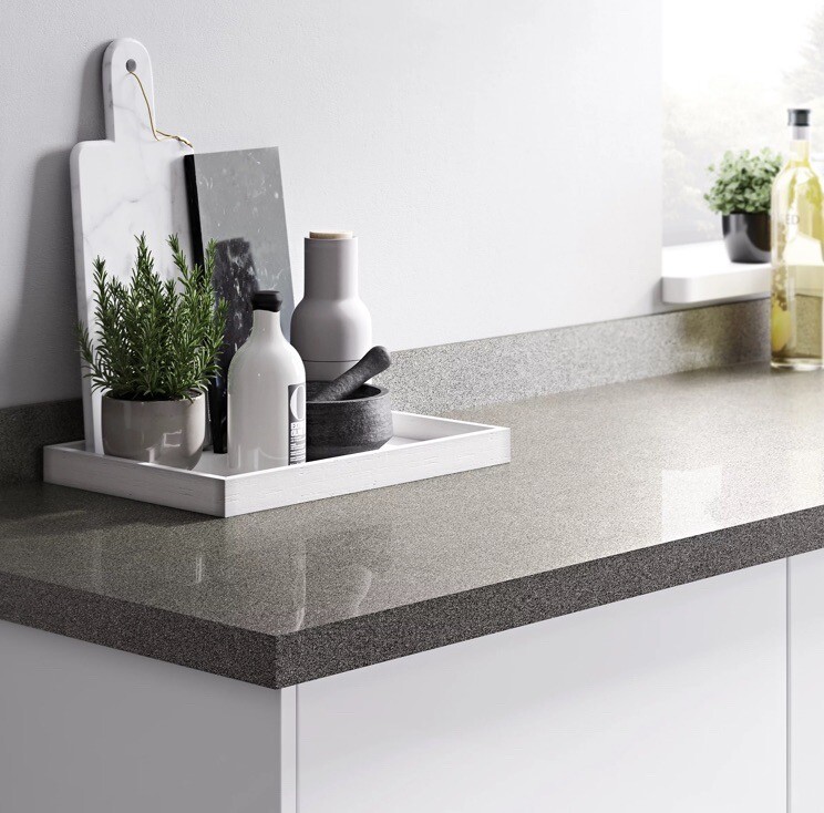 Berberis Grey Glitter Worktop Upstand B&Q GoodHome Laminate & particle