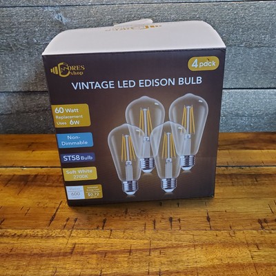LED Edison Light Bulbs 4 Pack ST58 Soft White 2700k 