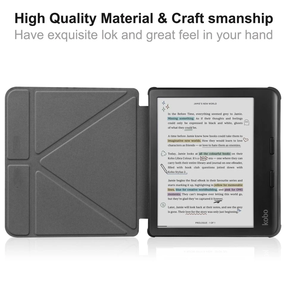 Ultra Slim Leather Transformer Stand Auto Smart Case Cover For KOBO Libra Colour - Image 3 of 4