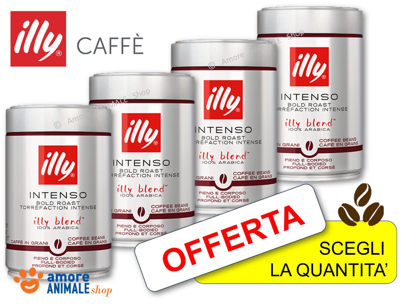 ILLY Café En GRANO → Tarros De 250 Gr - Café Tostado De Sabor INTENSO