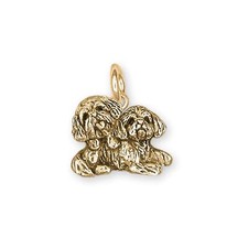 Shih Tzu Jewelry 14k Gold Handmade Double Shih Tzu Charm  SZ32-CG