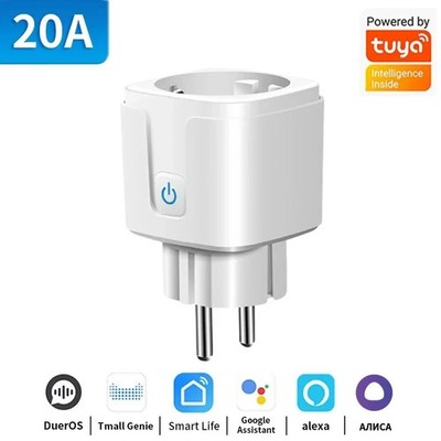 Tuya Smart WiFi Plug 20A EU Socket Power Monitor Timer Alexa Google Home