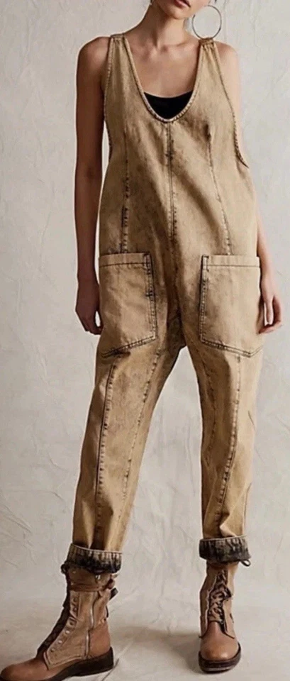 FREE PEOPLE ~WE THE FREE~ Farrow High Roller Denim Overalls, XL TALL NWOT - Image 2 of 4