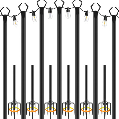 Nuerpo 7 Pack String Light Polesmetal Poles For Hanging Outdoor Light Strings7