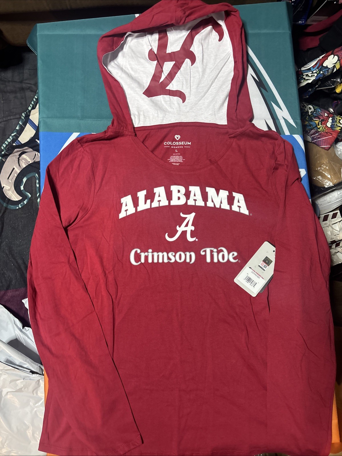 NWT Women’s Large Alabama Crimson Tide Colosseum Brand Long Sleeve Hooded Tee