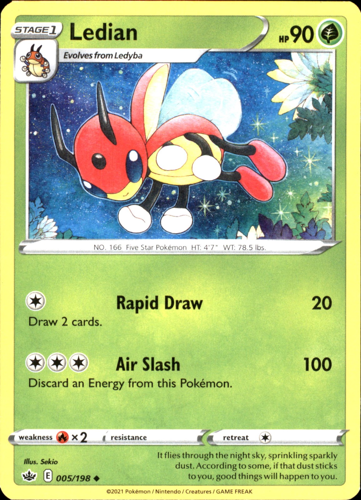 Ledian 005/198 Uncommon - Pokemon SWSH06: Chilling Reign NM