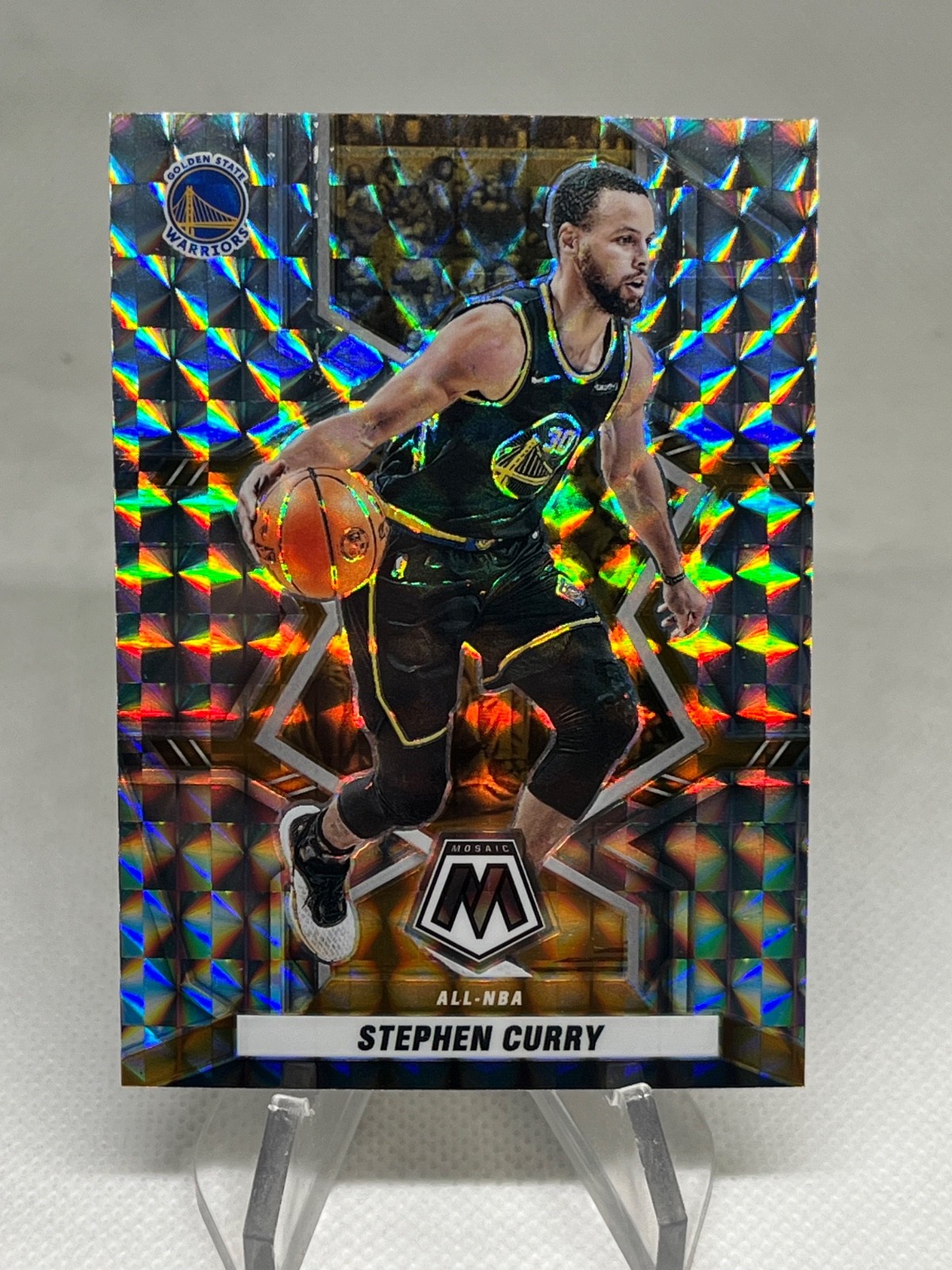 2021-22 Panini Mosaic #284 Stephen Curry Silver Mosaic Prizm Warriors