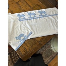 Vintage Baby Crib Bedding Gingham Rocking Horse Appliqu Sheet Pillowcase